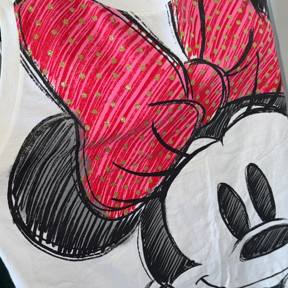 Disney White and Pink Minnie Mouse Muscle Tee - Picture 8 of 14